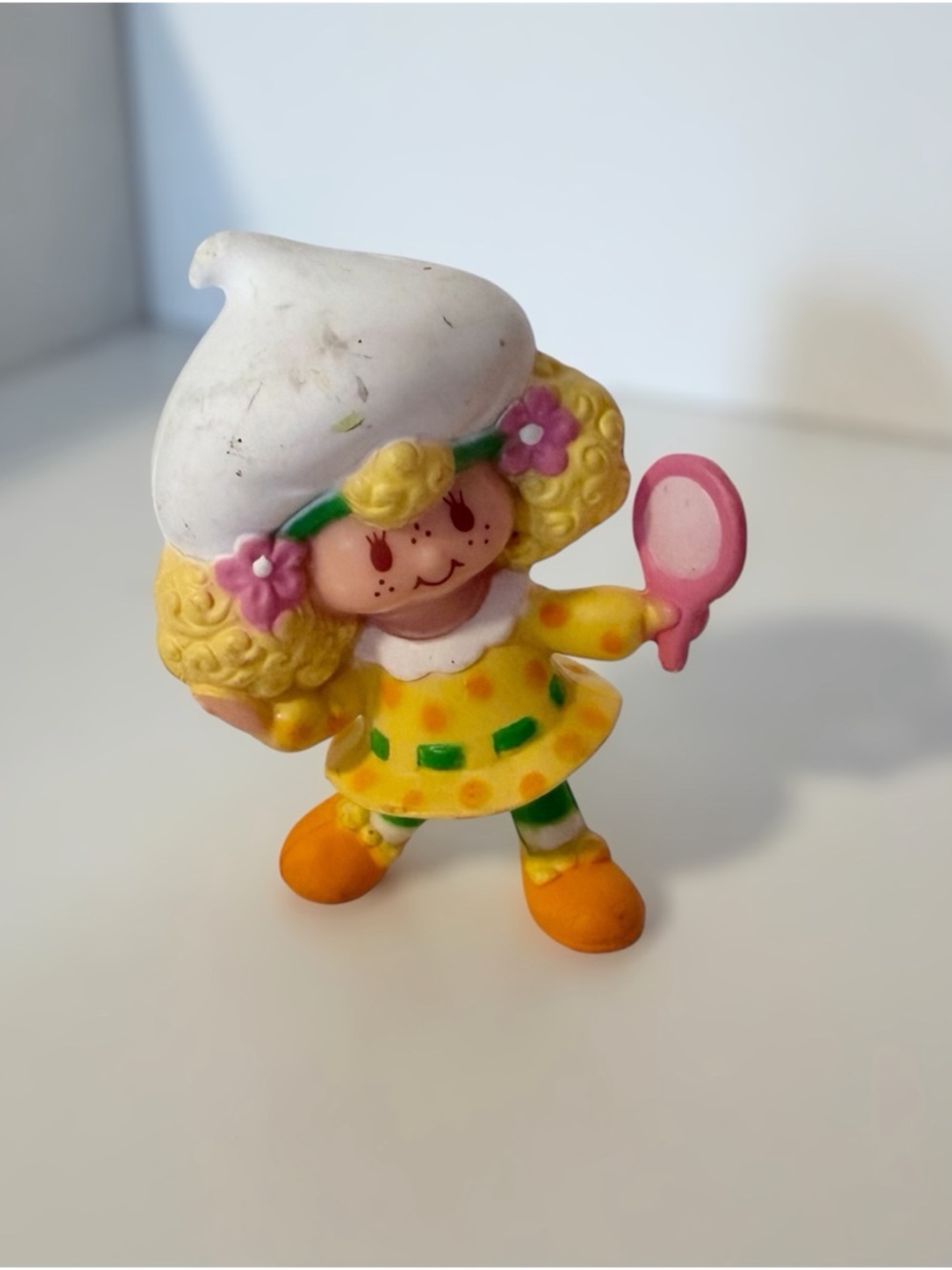 Strawberry Shortcake Miniature PVC Lemon Meringue Looking Mirror Handheld VTG 2”